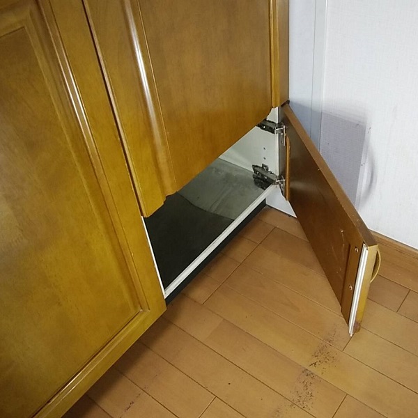 ミカドトップオープン食洗機取替え　前扉再利用　引出し収納
